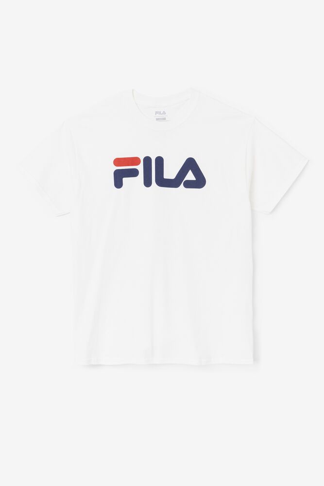 Fila T-Shirt Mens White Logo - Ireland 75302-DPSG